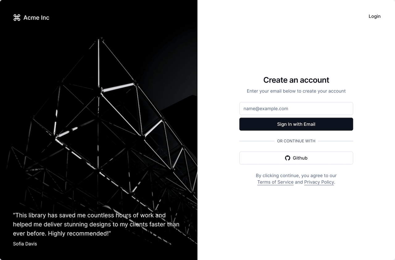 Authentication - Light mode preview